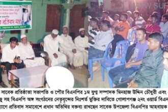 গোলাপগঞ্জে বিএনপি নেতৃবৃন্দের মুক্তির দাবিতে বিএনপির প্রতিবাদ সভা - Surma Times Archive
