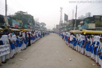 ছাতকে ছাত্রী লাঞ্ছনাকারিদের গ্রেফতারের দাবিতে মানববন্ধন - Surma Times Archive